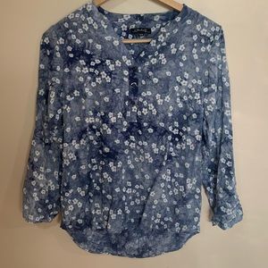 Blue Floral Spring Button Down
